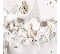 Toy Hammock for Stuffed Animals, Hand Woven Plush Macrame Teddy Bear Storage Toy Hammock, Boho Decor Girls Bedroom Accessories for Nursery,Kids Bedroom White