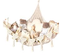 Toy Hammock Stuffed Animal Storage Net Macrame Boho Plush Toy Holder Nursery Hanging Organizer for Bedroom