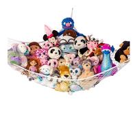 Toy Hammock With Hooks For Stuffed Animals Teddy Toy Storage Net Corner Hanging Toy Storage (white)