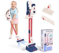 Toy Hoover, 3 In 1 Kids Vacuum Cleaner, with Interactive Light & Music, Kids Hoover with 3 Interchangeable Nozzles (Wide Nozzle & Straight Nozzle & Slot Nozzle) & Storage Stand, Gift for Ages 2+ Years