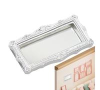 Toy House Mirror - 4.2x2.5x0.6cm Antique Resin Mini Mirror | Gold Silver Carved Miniature Furniture Accessory For Bedroom Vanity Toy House Scene Decoration Crafts,