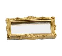 Toy House Mirror- Miniature Classical -ror With Gold And Silver Square Carved Accessories, Antique Resin Furniture | Mini Mirror | For Crafts Art Wall Tabletop Bedroom Vanity Toy House Scene Display