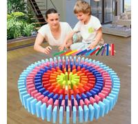 Toy Imagine 240 Pcs Colorful Wooden Domino Block Set for Kids Educational and Learning Activity Game Play|Helps in Skill Development and Color Recognition