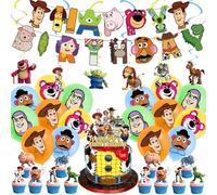 Toy Inspired Birthday Party Supplies, Story Birthday Style Party Decorations Includes Banner、Hanging Swirls、cup Cake Toppers、Cake Topper、Balloons