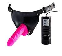 ToyJoy Powergirl Strap On Vibrating Dong Pink 6 Inch