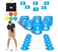 TOY Life Golf Game Set, 6 Holes Backyard Golf Bucket Game for Adults Kids, Practice Golf Course with Balls and Flag, Outdoor Indoor Golf Yard Game for Beach, Camping and Lawn