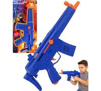 Toy Machine Gun for Kids SWAT Police Role Play Rapid-Fire Sound Effect Bright Blue Orange Plastic Play Weapon Imaginative Pretend Accessory Safe Indoor Outdoor Fun