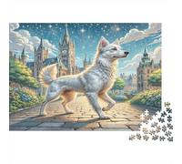 Toy Manchester Terrier 1000 Pieces Jigsaw Puzzle for Adults, Non-Reflective Paper, White Wolf Castle Town, Educational Brain Teaser, Family Activity, Boosts Fine Motor Skills for All 38x26cm/1000pcs
