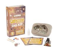 Toy Mania Gemstone Dig Kit for Kids - 20 Gemstones Excavation Set with Plaster Block, Digging Tools, Brush & Identification Guide - Educational STEM Activity for Geology Learning