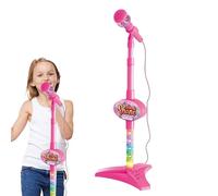 Toy Microphone - 7x2.5in Kids Karaoke, Adjustable Holder, Musical Singing Device, Flashing LED Stage Light, Fun Entertainment Tool, Party Performance Board with Lights for Children Boys Girls Age