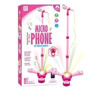Toy Microphone,Colorful Adjustable Stand Singing Toys with Light - Speech Feedback Toy Karaoke Mics - for Boys Girls Prechoolers Family Friends Daughter Son