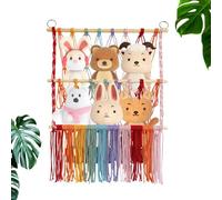 Toy Net Hammock for Stuffed Animals | Double Layer Bohemian Plush Toy Display Net - Rainbow Doll Room Organizer Mesh Decoration Boho Storage Nets for Kids Bedroom