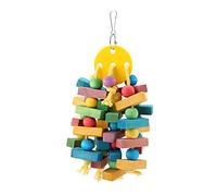 Toy Parrot Swing Hanging Wooden Bird Toy Entertaining Exercise Chewing Preening for Medium Small Parrots Golden Sun Monk Parakeet Gray Mini Con Alexander Senegal Cockatoo Macaw