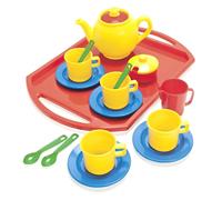 Dantoy Tea Set on Tray, Role Play Tea Party with 18 Pieces Pretend Toys for Kids Multi-Colour
