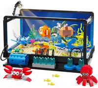 TOY PLAYER Aquarium Building Blocks Kit, 625 Pieces Interlocking Toy with LED Light, Compatible with Lego Aquarium Clamping Blocks, Gift for Kids and Adults from 6 Years