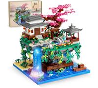 TOY PLAYER Peach Blossom Pond Building Blocks Set with Light, Classic Cherry Bonsai Tree Architecture, Creative Micro Bricks Sakura House Model Kit, Idea Gift for Adults and Teens (3320 PCS)