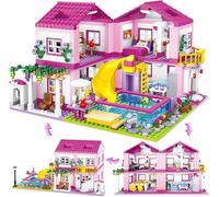 TOY PLAYER Pink Girls Summer Villa Friends House Building Set Compatible with Lego Friends Construction Educational STEM Toy for Kids Age 8-12 and Up 1523 PCS