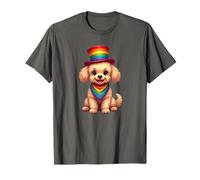 Toy Poodle, Light Brown, Gay, Pride, LGBT, Rainbow Stripes T-Shirt