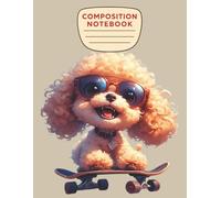 Toy Poodle Power Tiny Dog Big Attitude Composition Notebook: 8.5x11 Inch, 110 Graph Paper Pages (5x5 Grid) Cool Cartoon Puppy with Glasses on ... School Journal for Kids, Tweens, and Teens