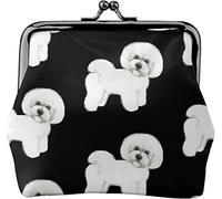 Toy Poodle Women's Leather Coin Purse, Small Change Pouch with Kiss-Lock Clasp Closure Buckle Wallet for Girl Gift