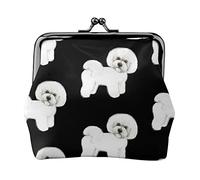 Toy Poodle Women's Leather Coin Purse, Small Change Pouch with Kiss-Lock Clasp Closure Buckle Wallet for Girl Gift