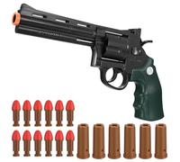 Toy Revolver Gun with 10 Soft Foam Darts & 6 Shells, Soft Blaster Toys Pistols with Shell Ejection, Shell Ejecting Toy Guns for Boys Birthday Gifts(Dark Green)
