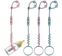 Toy Safety Straps, 3 Pack Silicone Sippy Cup Straps, Sippy Cup Leash for Baby, Keep Bottles and Sippy Cups Close at Hand and Off The Ground or Floor (4PACK, Midnight Blue/Ether/Mauve/Deep Lilac)