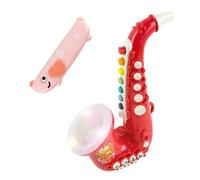 Toy Saxophone with Light & Sound, Toy Harmonica for Kids, Early Educational Toy Musical Instrument Toys for Toddlers Girls Boys Age 3+ (Red)