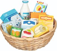 Toy Shop Miniatures In a Basket, Food & Household Goods 17 Pieces Goki Brown 1 Pack