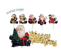 Toy Shop Santa Claus Plastic Cake Topper Picks & Gold Merry Christmas Motto Assortment cake decorations BX182