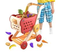 Toy Shopping Cart for Kids - Pretend Play Shopping Cart With Kitchen Food Accessories,Interactive Grocery Store Games for Toddler Boys Teens Girls Children
