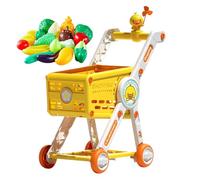 Toy Shopping Cart - Toy Grocery Trolley for Imaginative Play | Durable ABS Build with 20 Food Accessories, Cute Windmill Doll for Youths, Parties, Festive Present, 11.02x17.72x25.59 inches