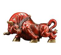 Toy Statue Home Car Deco Figurines Decor Creative Craft Sculpture Buddha Statues Pure Copper Bull Statue High-end Bull Sculpture Feng Shui Decoration,with Money String Symbolize Wealth and Luck/Ideal