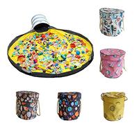 Toy Storage Bag, Storage Mat Bag and Floor Play Mat Bag, Quickly Clean Up Toy Indoor and Outdoor Portable Children's Toy Drawstring Bag for Lego Building Block (A)