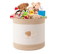 Toy Storage Baskets, Woven Cotton Rope Storage Basket for Kids, Multifunctional Blanket Baskets for Living Room Organizer with Embroidery Cute Landry Organizer with Handle for Nursery - Elephant
