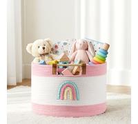 Toy Storage Bin Box for Kids Stuffed Animal Storage Basket for Blanket Baskets Living Room Cotton Rope Woven Baskets for Babies Toddlers Laundry Hamper for Nursery Play Room, Girls Gift Baskets Empty