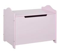 HOMCOM Wooden Kids Toy Box with Safety Hinge, Children Storage Chest Pink
