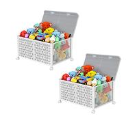 Toy Storage Box with Wheels and Lids, Foldable Sturdy Metal Toy Chest for Stuffed Animal Storage, Metal Rolling Toy Storage Bin Basket for Kids Boys Girls Playroom Nursery