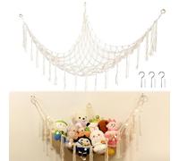 Toy Storage Hammock - Corner Hanging Organizer with Teddy Bear Net for Kids' Bedroom and Playroom