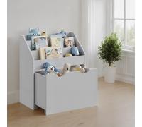 Toy Storage Rack, Kids Bookshelf and Toy Organiser with 3 Shelves, Dove Grey
