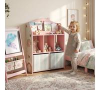 Toy Storage Unit with Book Display, Shelves and Fabric Drawers
