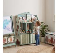 Toy Storage Unit with Book Display, Shelves and Fabric Drawers