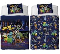 Toy Story 4 Single Duvet Cover Set - Rescue Squad Design | Reversible Kids Bedding with Pillowcase | Features Woody, Buzz Lightyear, Forky, Ducky, Bunny & Duke Caboom
