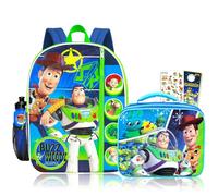 Disney Toy Story Backpack and Lunchbox Set - Bundle with 16" Woody and Buzz Lightyear Backpack, Lunch Box, Water Bottle, Stickers, More | Toy Story 5 School Bag for Kids, Boys