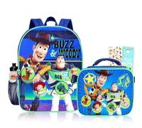Disney Toy Story Backpack with Lunch Box Set - Bundle with 16" Woody and Buzz Lightyear Backpack, Lunch Bag, Water Bottle, Stickers, More | Toy Story 5 School Bag Set for Kids, Boys, Teens