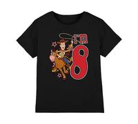 Toy Story Boys Birthday Woody I'm 8 Unisex Kids T-Shirt, Black, 3-4 Years UK