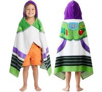 Toy Story Buzz Lightyear Hooded Towels for Boys, Cotton Bath & Beach Towel Poncho, Soft & Absorbent Hooded Kids Shower Swimming Wrap & Changing Robe, Travel & Holiday Essentials (Multi Buzz Lightyear)