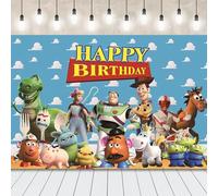 Toy Story Happy Birthday Backdrop - Photography Photo Background for Party, 5x3FT Banner Supplies for Girl Kids Decorations