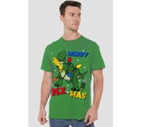Toy Story Men's Merry Rexmas Christmas T-Shirt Green | Size: Small Toy Story Green S