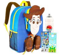 Toy Story Woody Backpack for Kids Bundle w/ 16" Deluxe Bookbag for School | Large Durable Woody School Bag w/ 4 Zip Pockets Plus Water Bottle, Stickers, More - Toy Story School Supplies